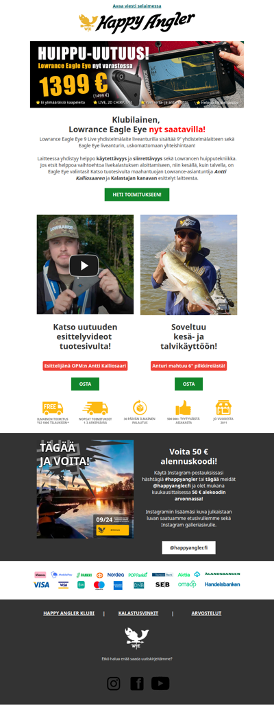 💥 Klubilainen,  Lowrance Eagle Eye nyt saatavilla!