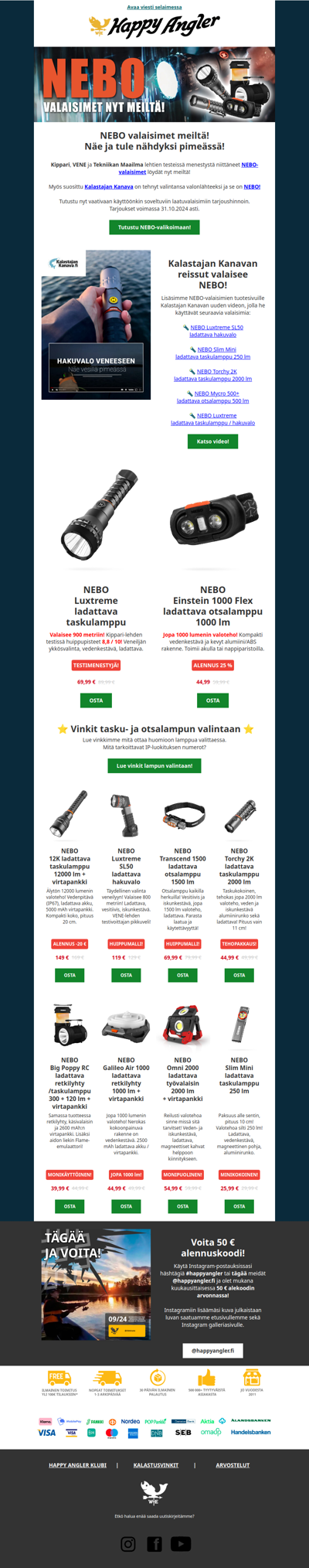 🔦 Kalastajan Kanavan valinta: NEBO testivoittajavalaisimet!