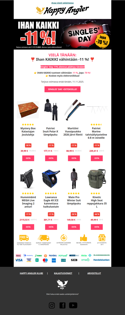 ❣️SINGLES' DAY: Ihan KAIKKI tuotteet vähintään -11 %! ❣️