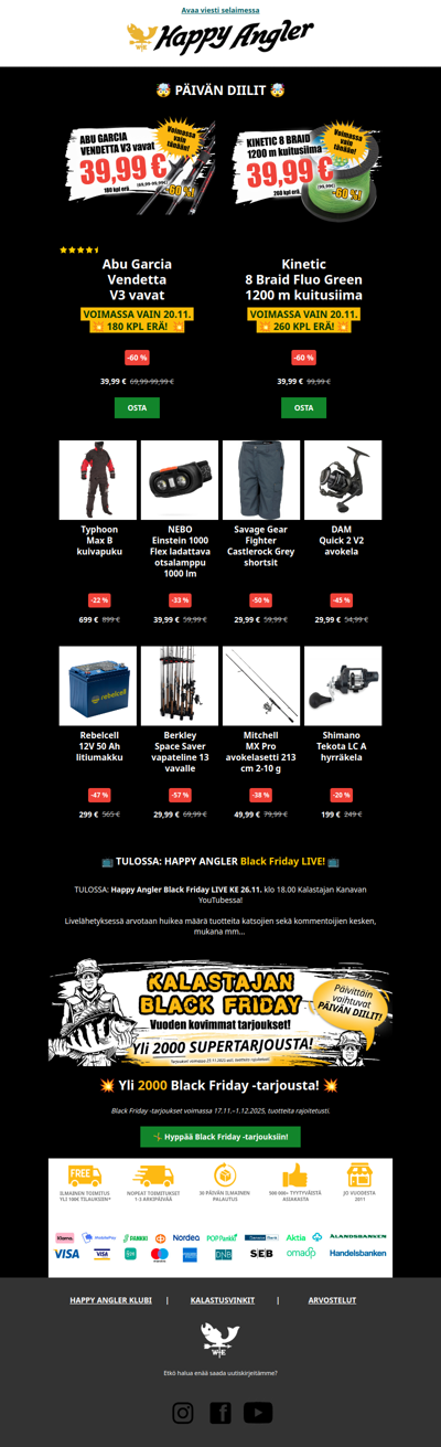 Black Friday: PÄIVÄN DIILIT Abu Garcia Vendetta V3 vavat -60 %