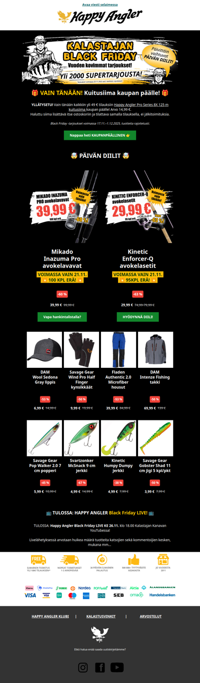 Black Friday: VAIN TÄNÄÄN kuitusiima kaupan päälle! 🎁