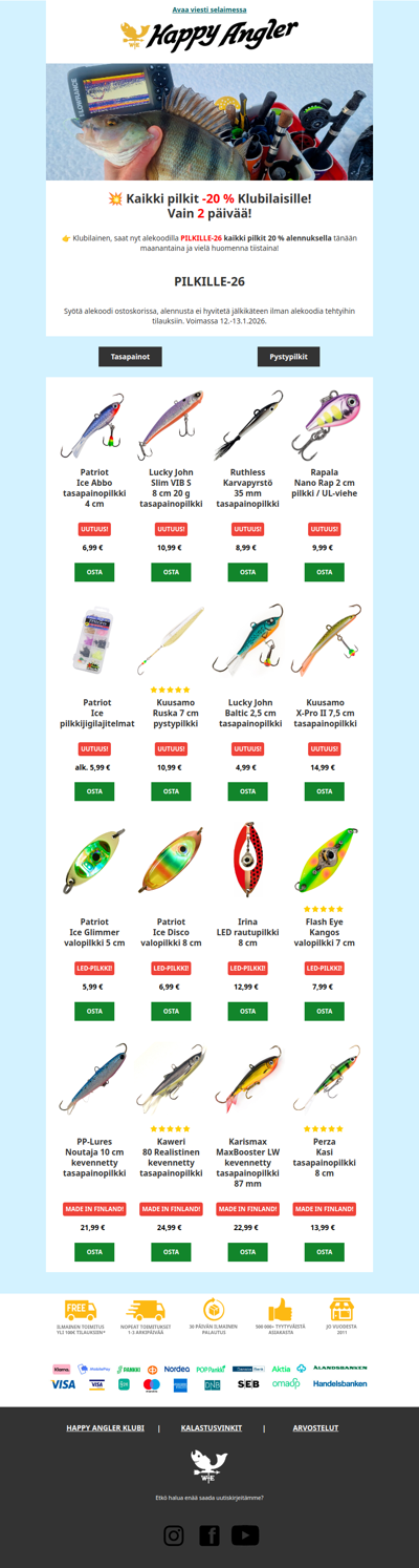 ⭐Kaikki pilkit -20 % Klubilaisille! Vain 2 päivää!