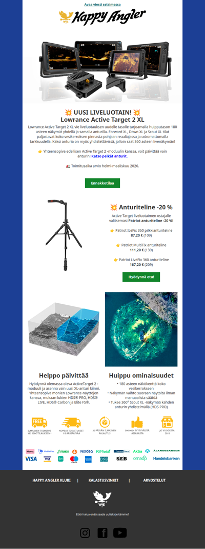 ⭐ UUSI LIVE! Lowrance Active Target 2 XL ennakkotilattavissa!