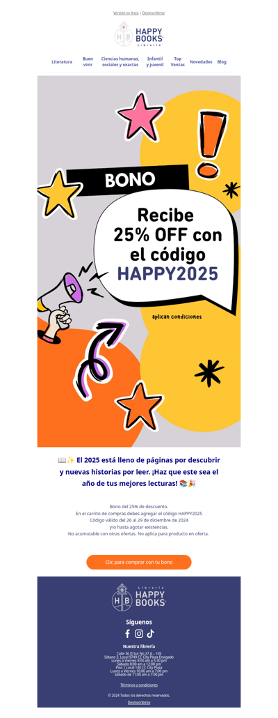 ⏳ ¡No lo dejes pasar! 25% de descuento en tus libros favoritos 📚✨