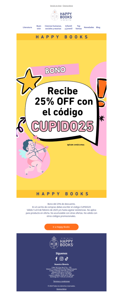 📚⏳ ¡Se acaba pronto! 25% OFF con CUPIDO25