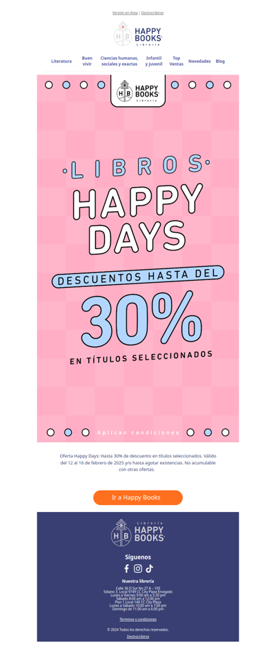 📚 ¡Llegaron los Happy Days! Hasta 30% OFF en libros 🎉en tus libros favoritos!