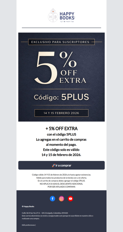 5% EXTRA solo para suscriptores