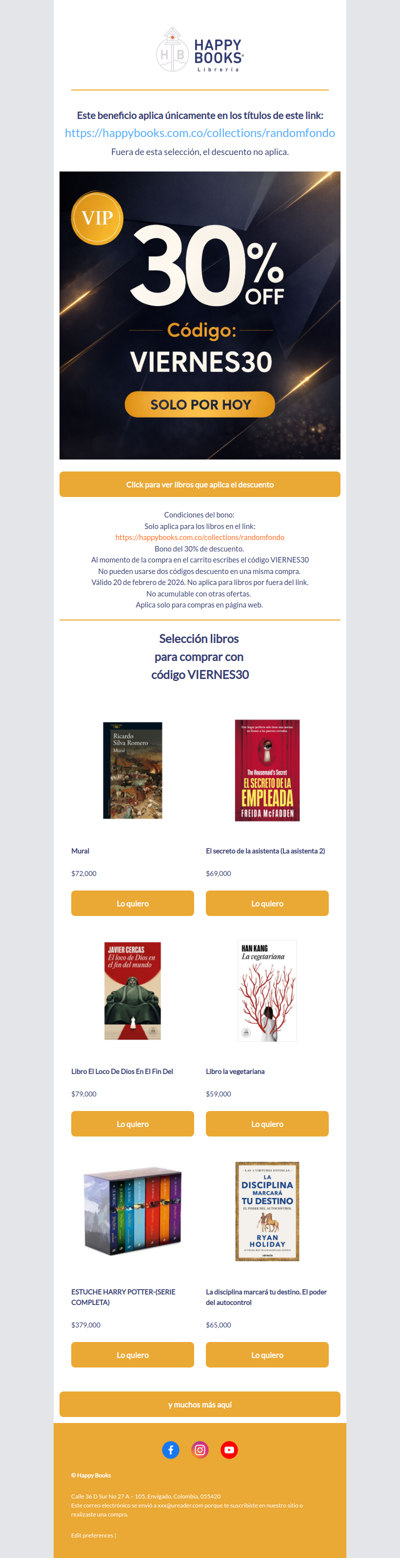 30% OFF solo para suscriptores