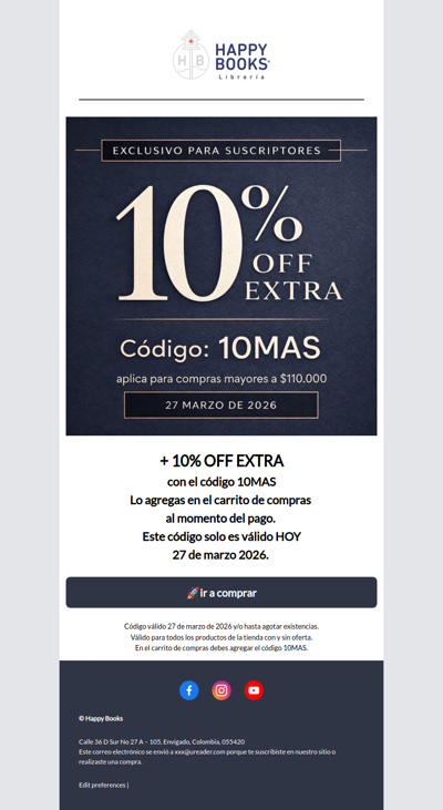 🔒 Solo hoy: 10% EXTRA para suscriptores