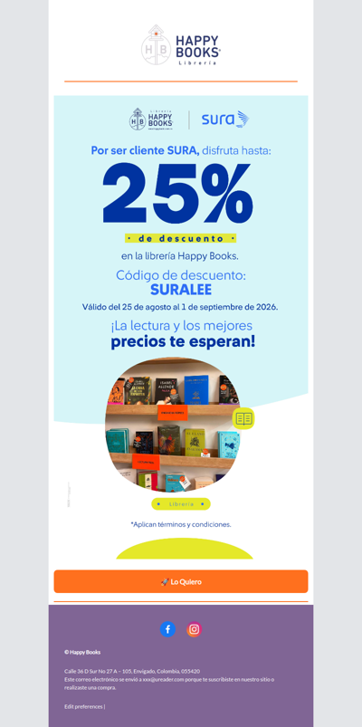 Tu próxima lectura tiene beneficio SURA 📚