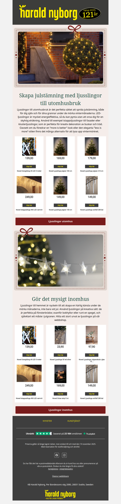 Ljusslingor som lyser upp i mörkret