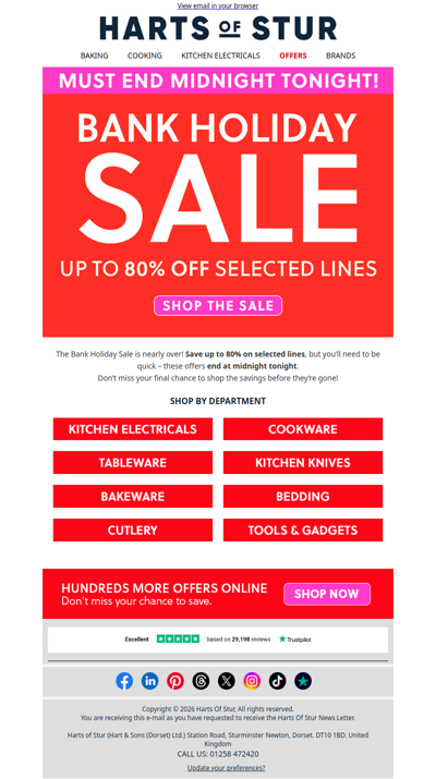 Bank Holiday Sale Ends Tonight 🛍️