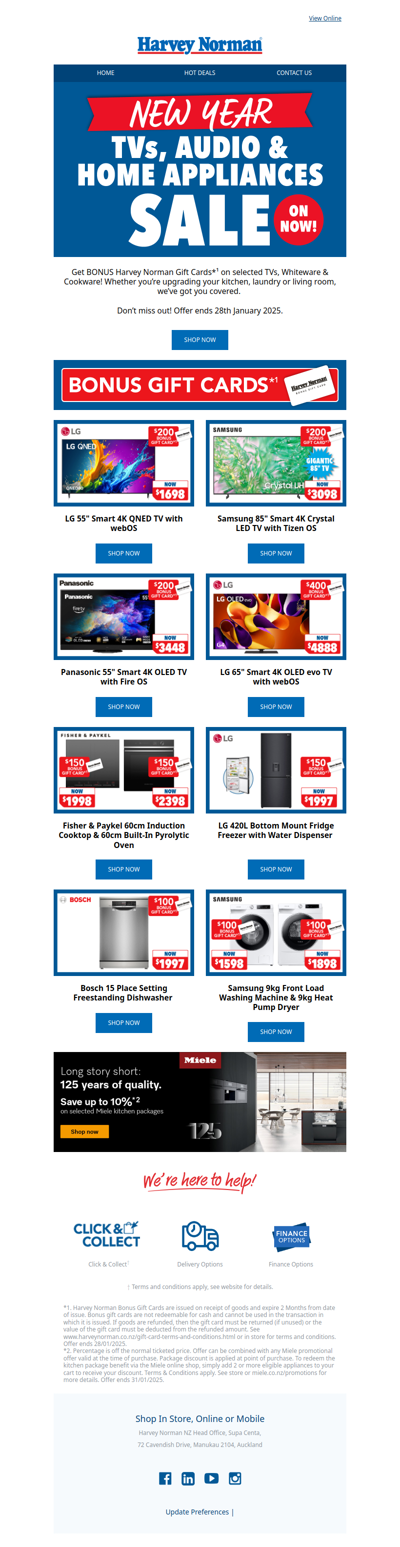 BONUS on selected TVs, Whiteware & Cookware!