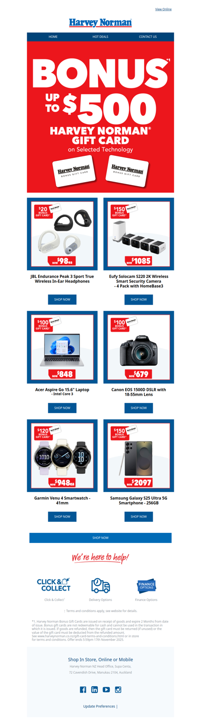 Hot Deals + Bonus Gift Card at Harvey Norman!