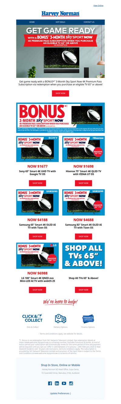 BONUS*¹ 3-Month Sky Sport Now 4K Premium Subscription!