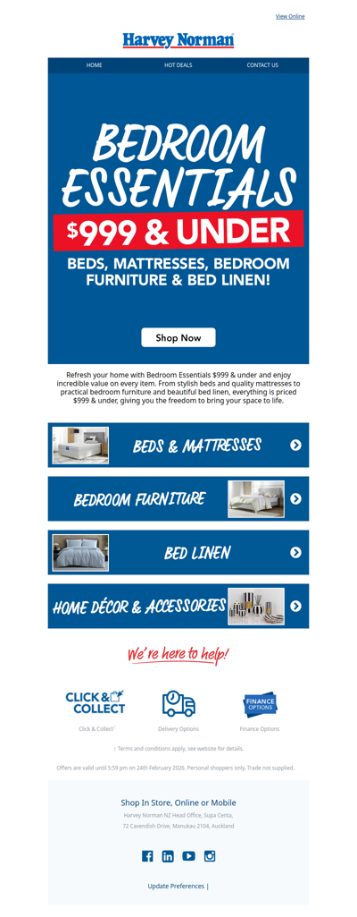 Bedroom Essentials $999 & Under