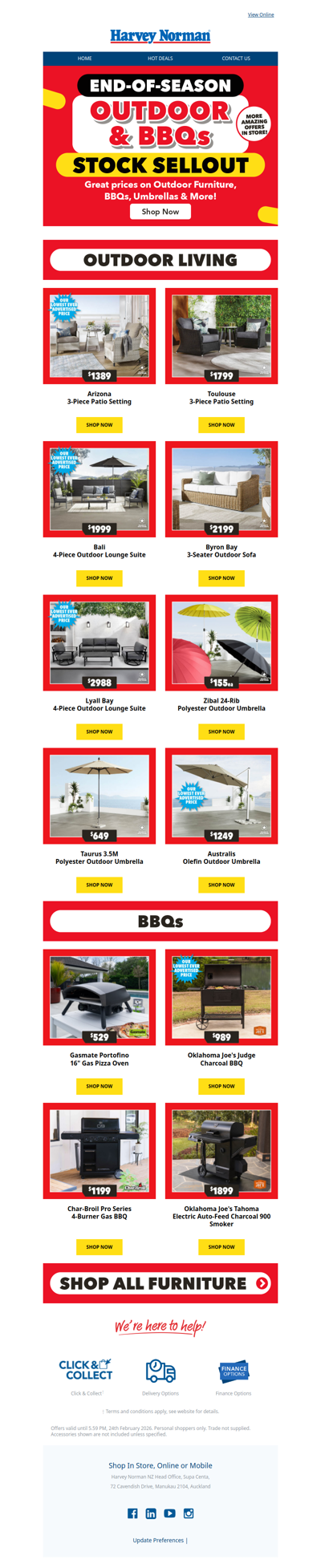 End of Season Outdoor & BBQs Stock Sellout!