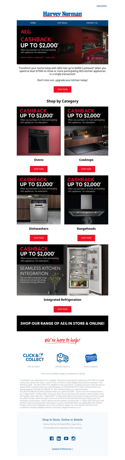 Up to $2000 Cashback* on eligible AEG Appliances 🍳