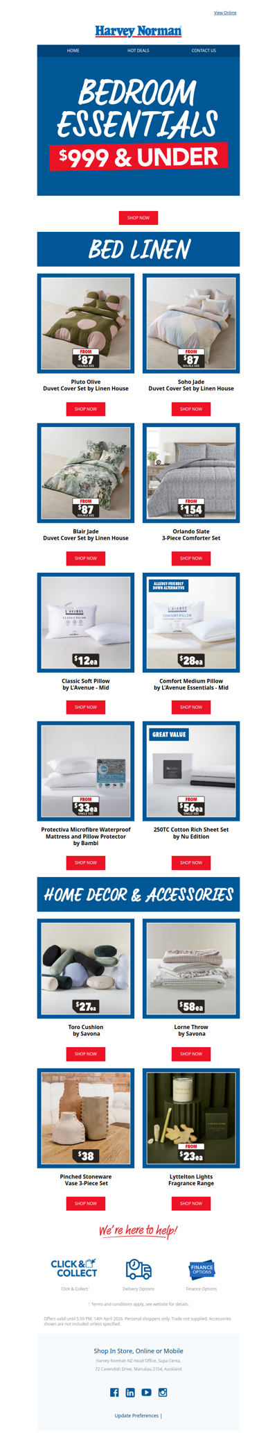 Bedroom Essentials $999 & Under