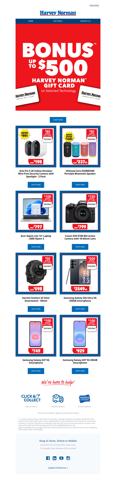 Bonus*¹ Gift Card on now at Harvey Norman!