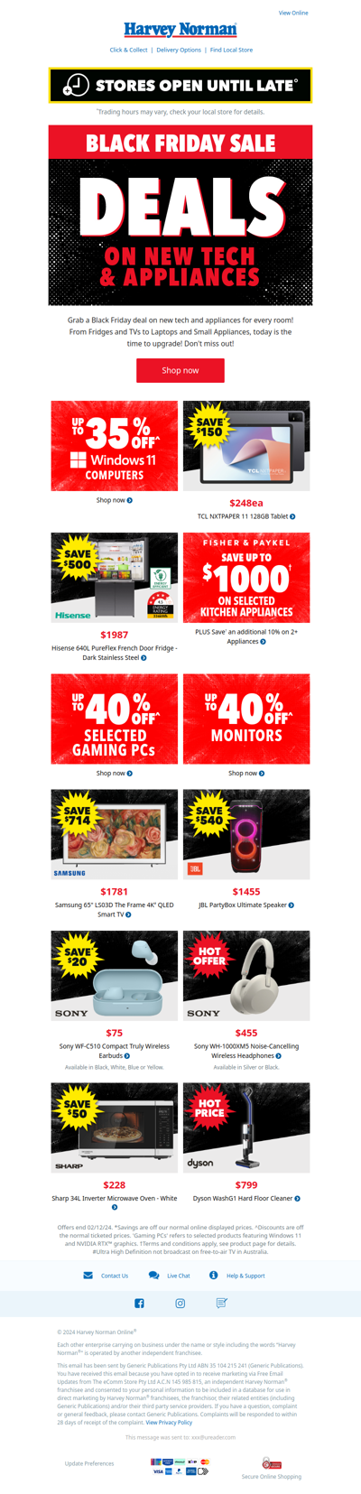 Up to 40% off^ Monitors | Save† up to $1000 on Selected Fisher & Paykel Appliances