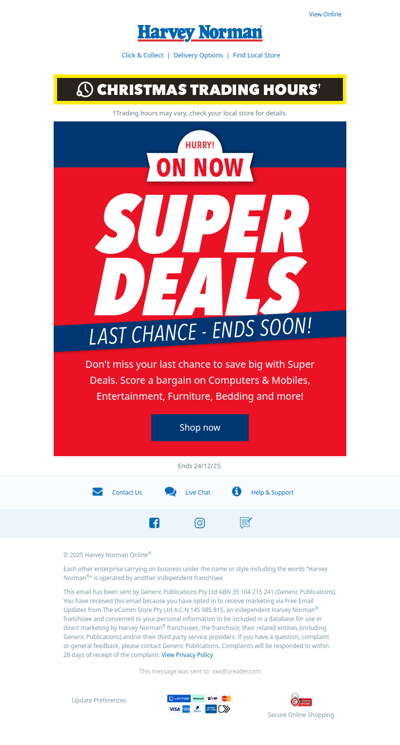 Final chance for storewide Super Deals | Hurry, don't miss out