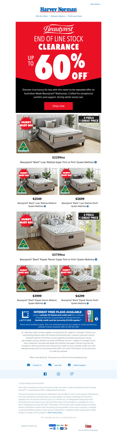 Beautyrest® Mattresses - End of Line Stock Clearance | Discover up to 60% off*
