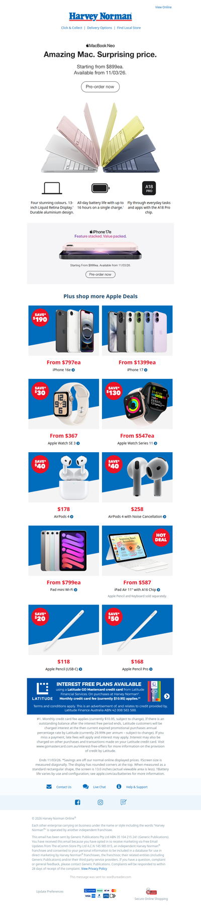 Meet the latest Mac. MacBook Neo. Available 11th March.