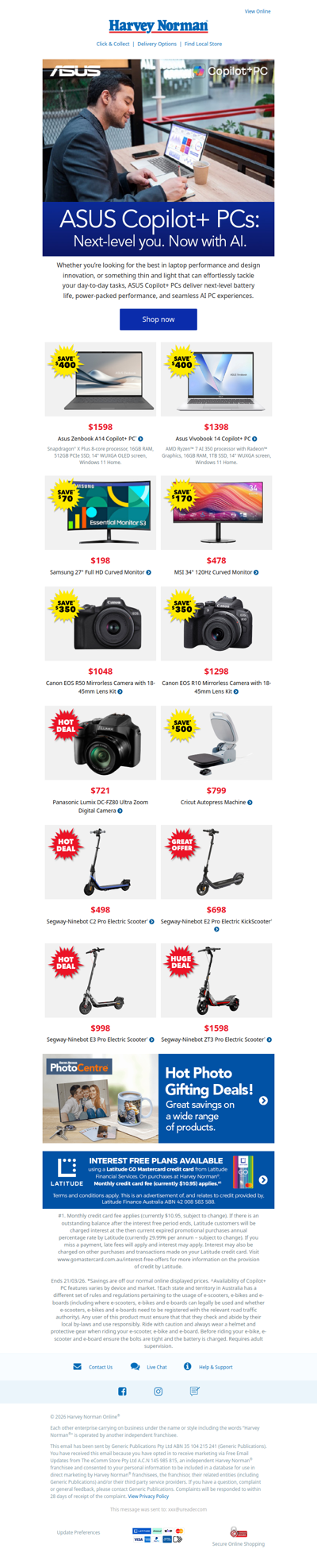 Discover ASUS Copilot+ PCs | Plus shop savings on Canon, Samsung, Segway and more