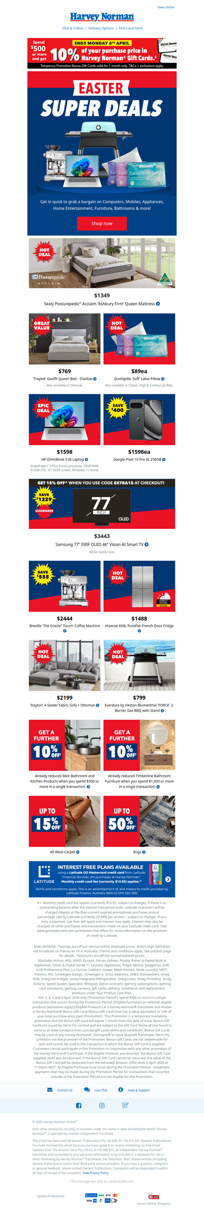 Bonus‡ Gift Card Offer ends Monday | Easter Super Deals Continues