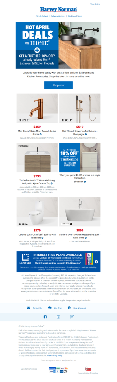 Hot Bathroom Deals on Now on Meir & Timberline