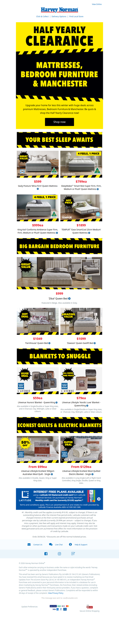 Half Yearly Clearance Deals on Mattresses, Bedroom Furniture & Manchester
