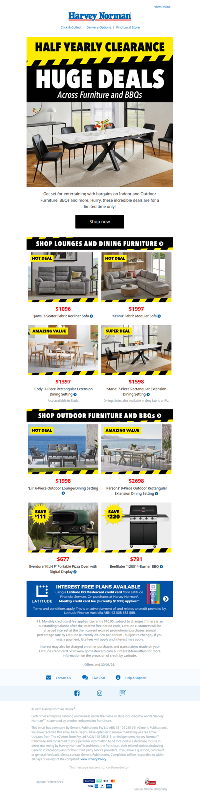Incredible Furniture and BBQ Bargains