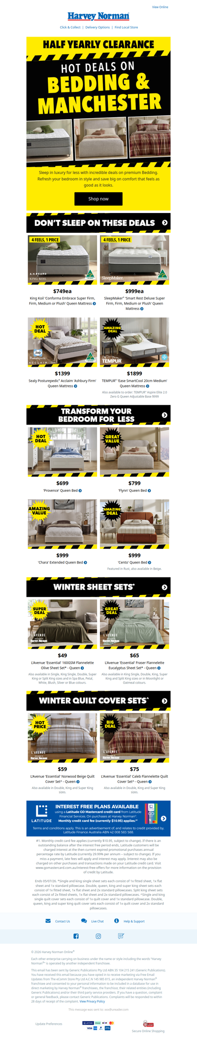 Half Yearly Clearance Deals on Bedding | Save on Mattresses, Bed Frames & more
