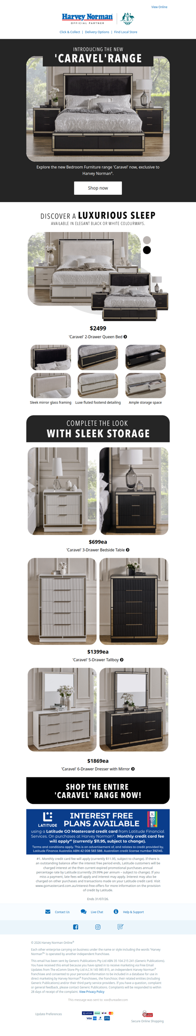 Refresh your home with the 'Caravel' Bedroom range | Exclusive to Harvey Norman®