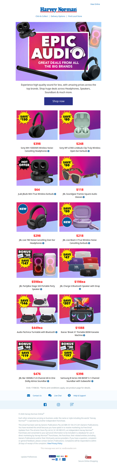 Shop Epic Audio Deals | Save on Speakers, Soundbars, Headphones & more