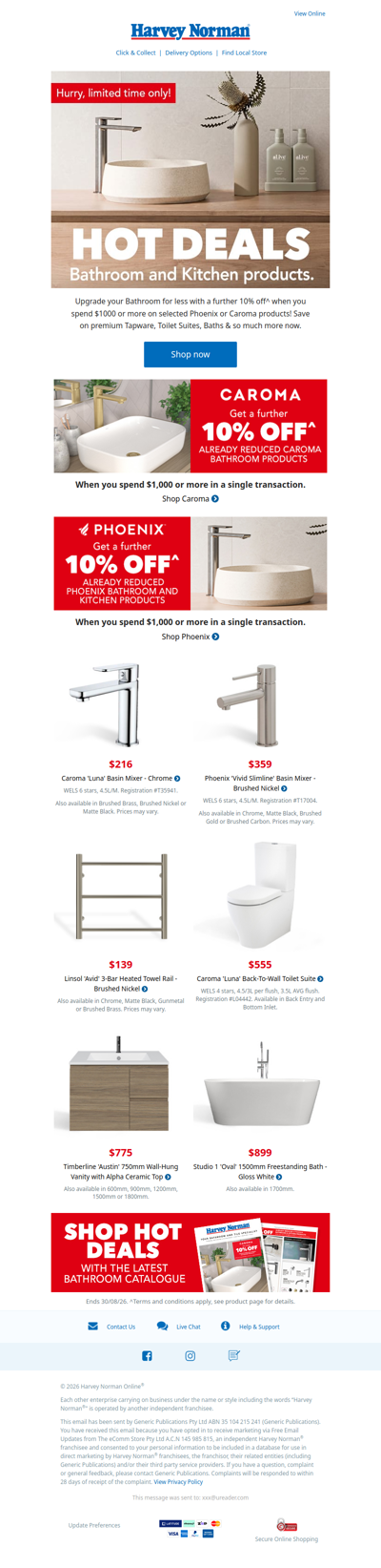 Big Brand Bathroom Savings | Huge savings on Caroma & Phoenix