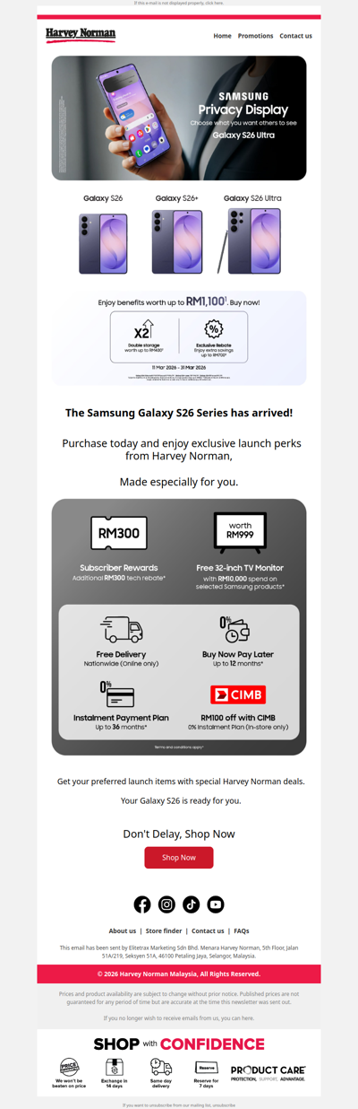 Get the New Samsung Galaxy S26 Today at Harvey Norman