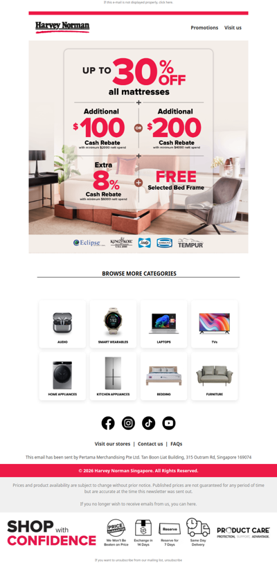 Enjoy FREE Selected Bed Frame This March Bedding Deals! T&C Applies!