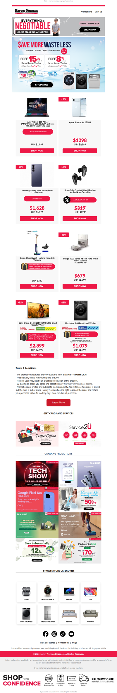 Get up to 15% worth of Free Harvey Norman vouchers + climate savings