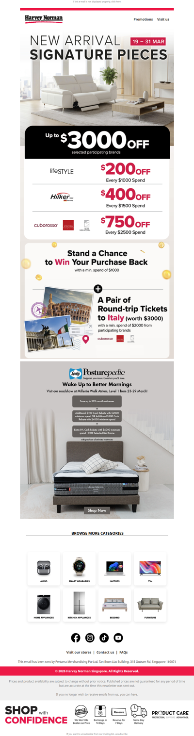 New Arrival, Signature Pieces - Up to $3,000 off selected participating brands!