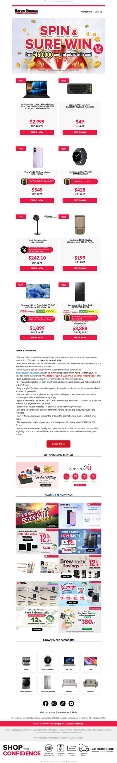 Spin & Sure Win — Over $450,000 Worth of Prizes to Be Won!