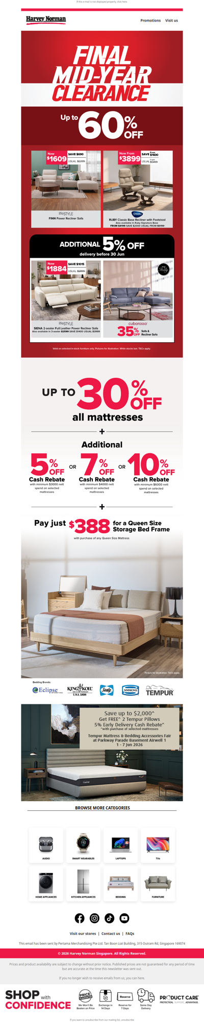 Final Mid-Year Clearance - Up to 60% Off For Selected Furniture!