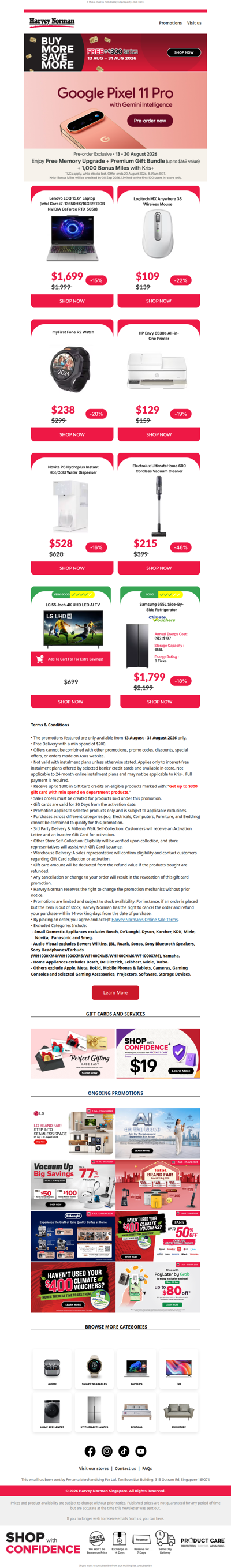 FREE Up to $300* Harvey Norman Gift Cards. Buy More, Get More.