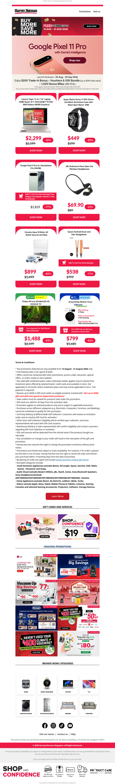 FREE Up to $300* Harvey Norman Gift Cards. More Items, More Rewards.