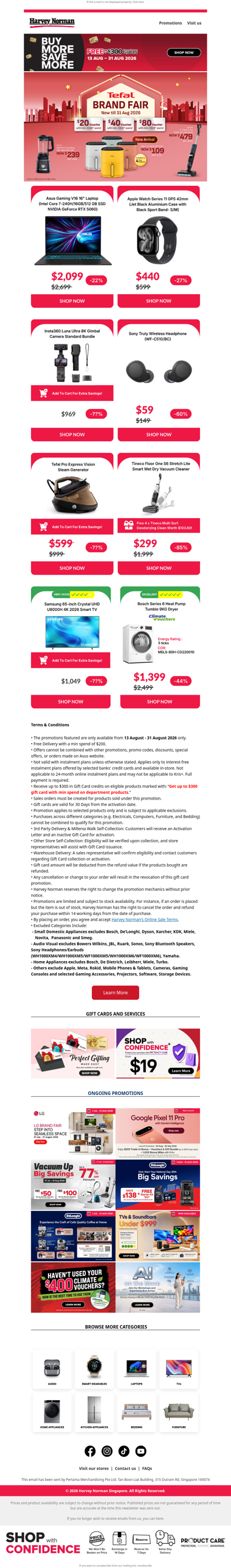 FREE Harvey Norman Gift Cards Worth Up to $300*
