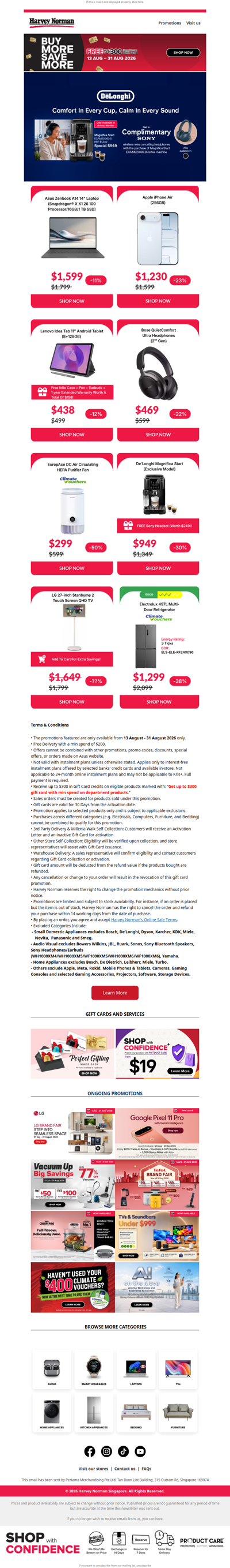 Get a FREE Harvey Norman Gift Card Worth Up to $300*