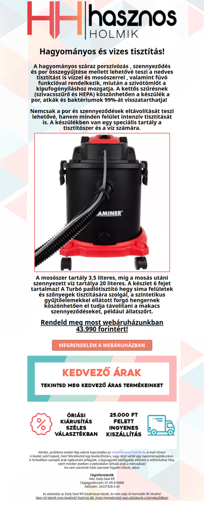 💦 Hagyományos és vizes tisztítás; 20 literes szőnyeg és kárpittisztító 43.990 forintért