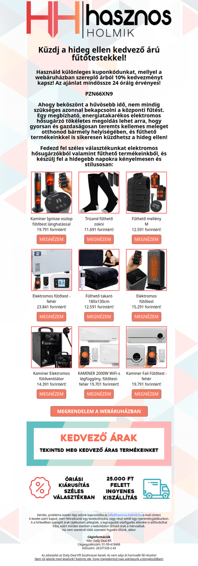 👌 Fűtő és fűthető termékek a hideg ellen 10% kuponkedvezménnyel