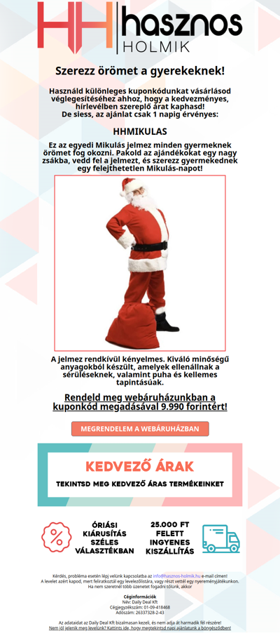 🎅🏻 Szerezz örömet a gyerekeknek; Profi mikulás jelmez komplett készlet KUPONOS kedvezménnyel